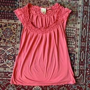 Anthropologie C. Keer Pink Diamond Pleated Top XS